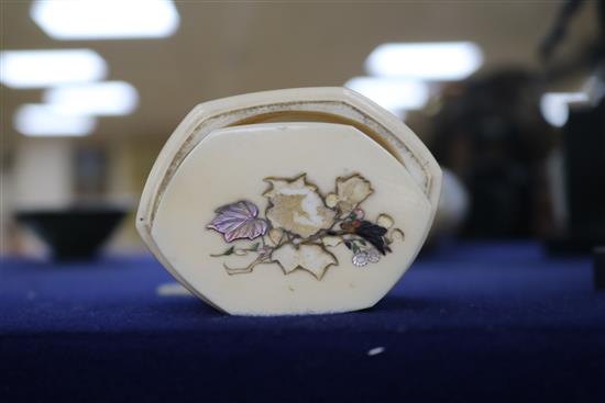 A Meiji period ivory shibayama box / canister
